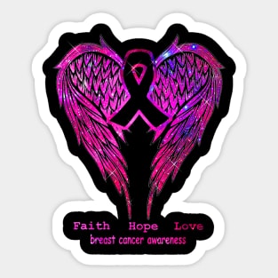 Breast Cancer Faith Hope Love Wings Awareness Sticker